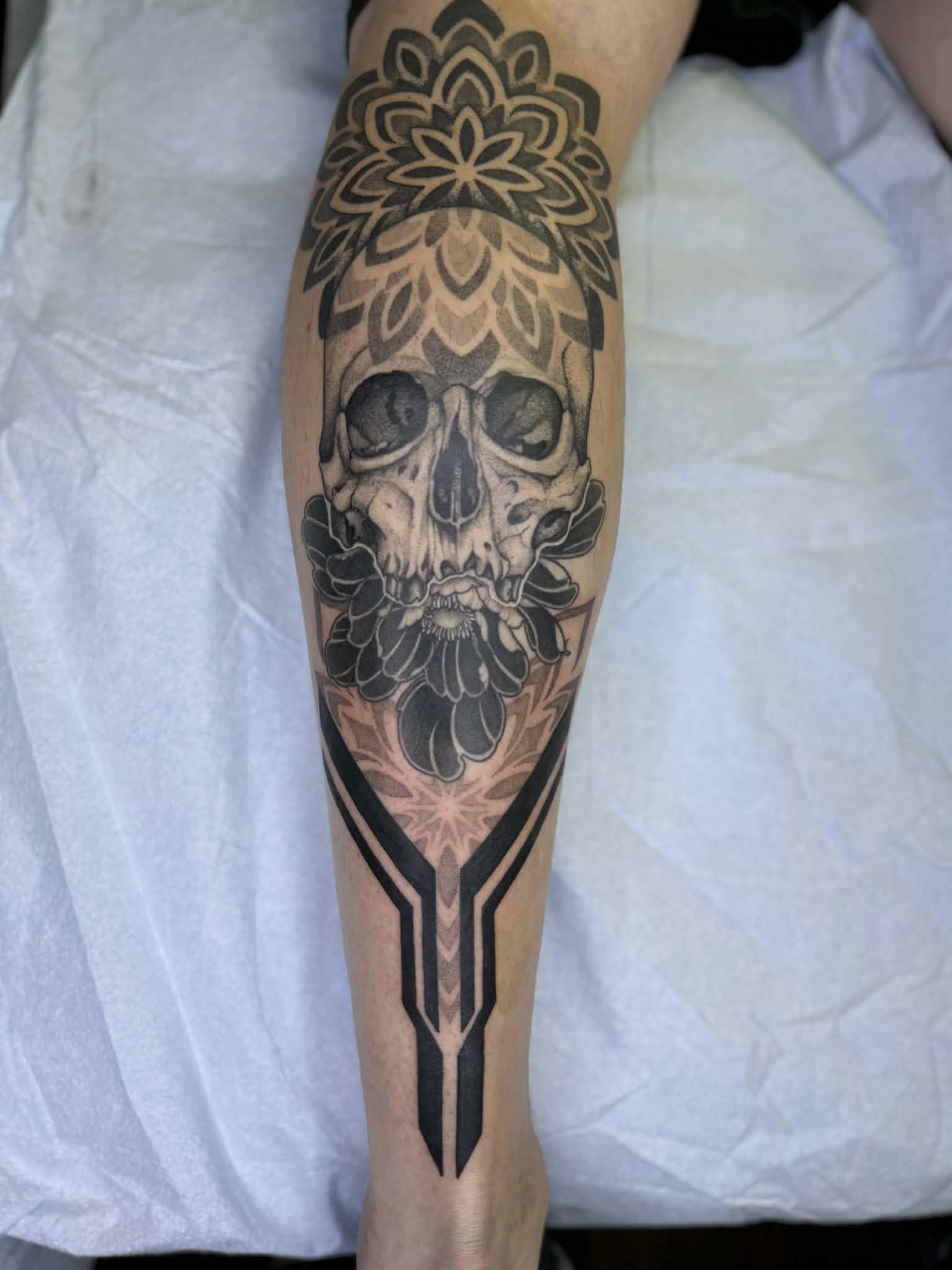 Geometric blackwork tattoo by Jena — Gold Scarab Tattoo Seattle