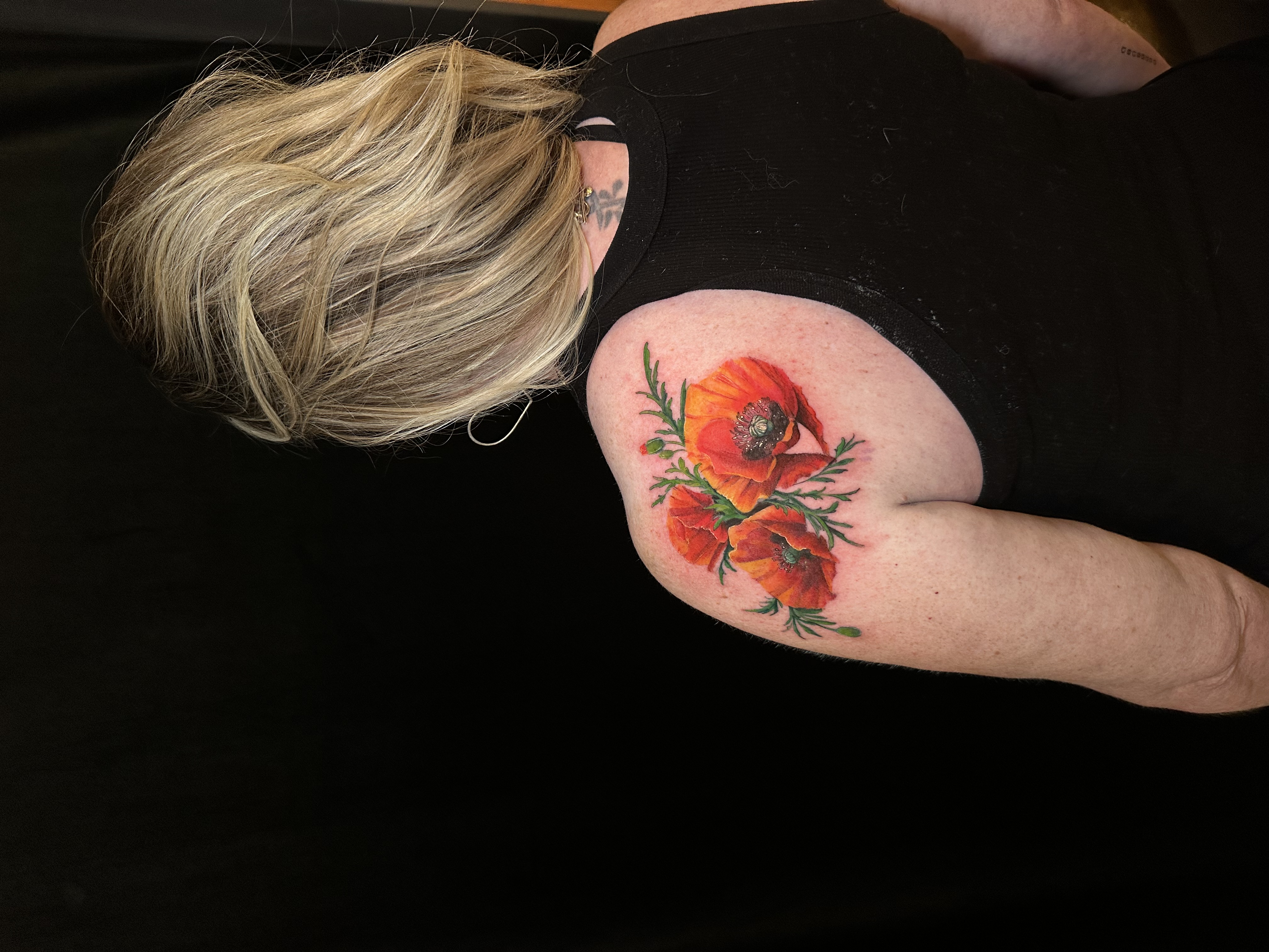 Painterly poppy tattoo by Mia — Gold Scarab Tattoo Seattle