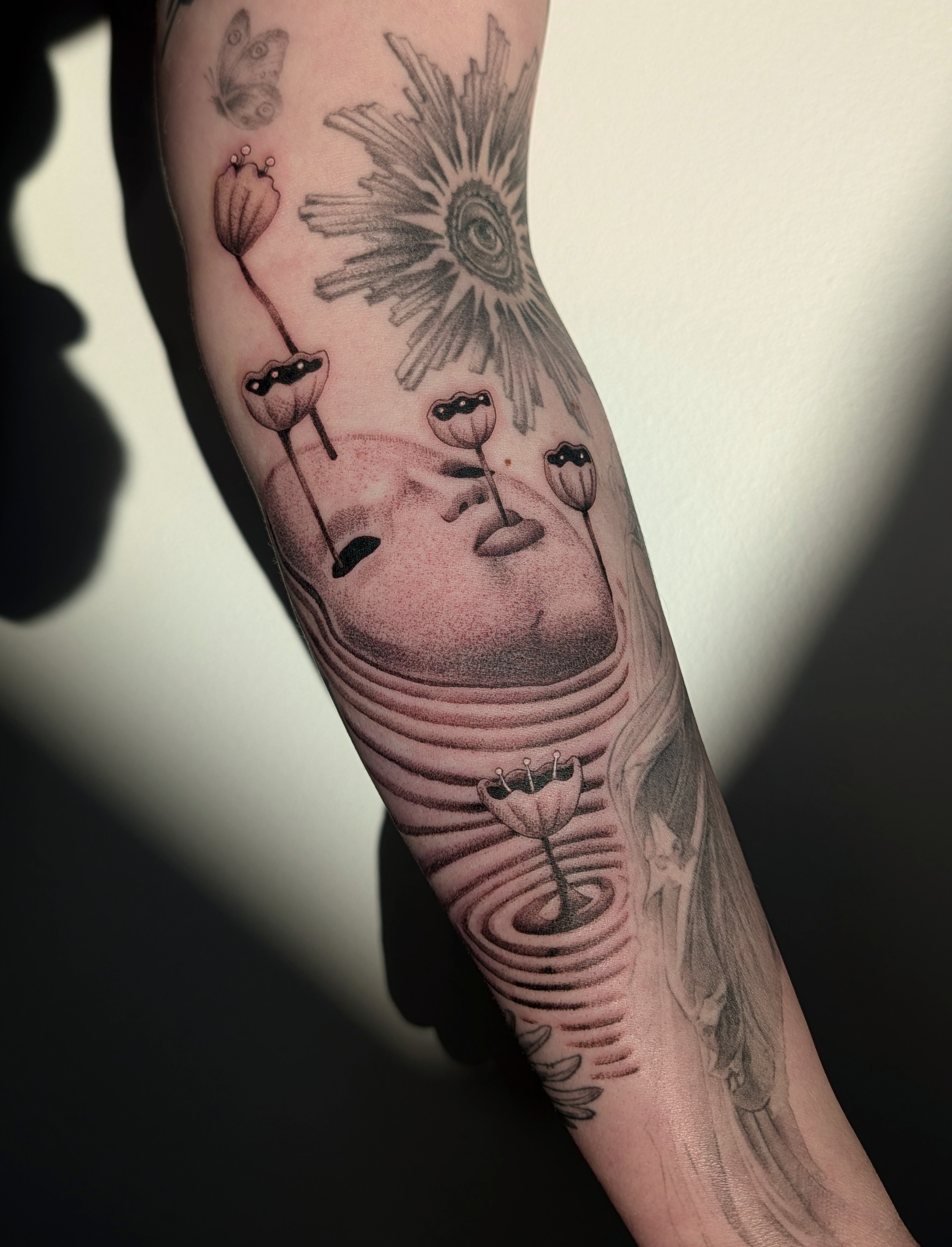 Surreal illustrative tattoo by Norb — Gold Scarab Tattoo Seattle