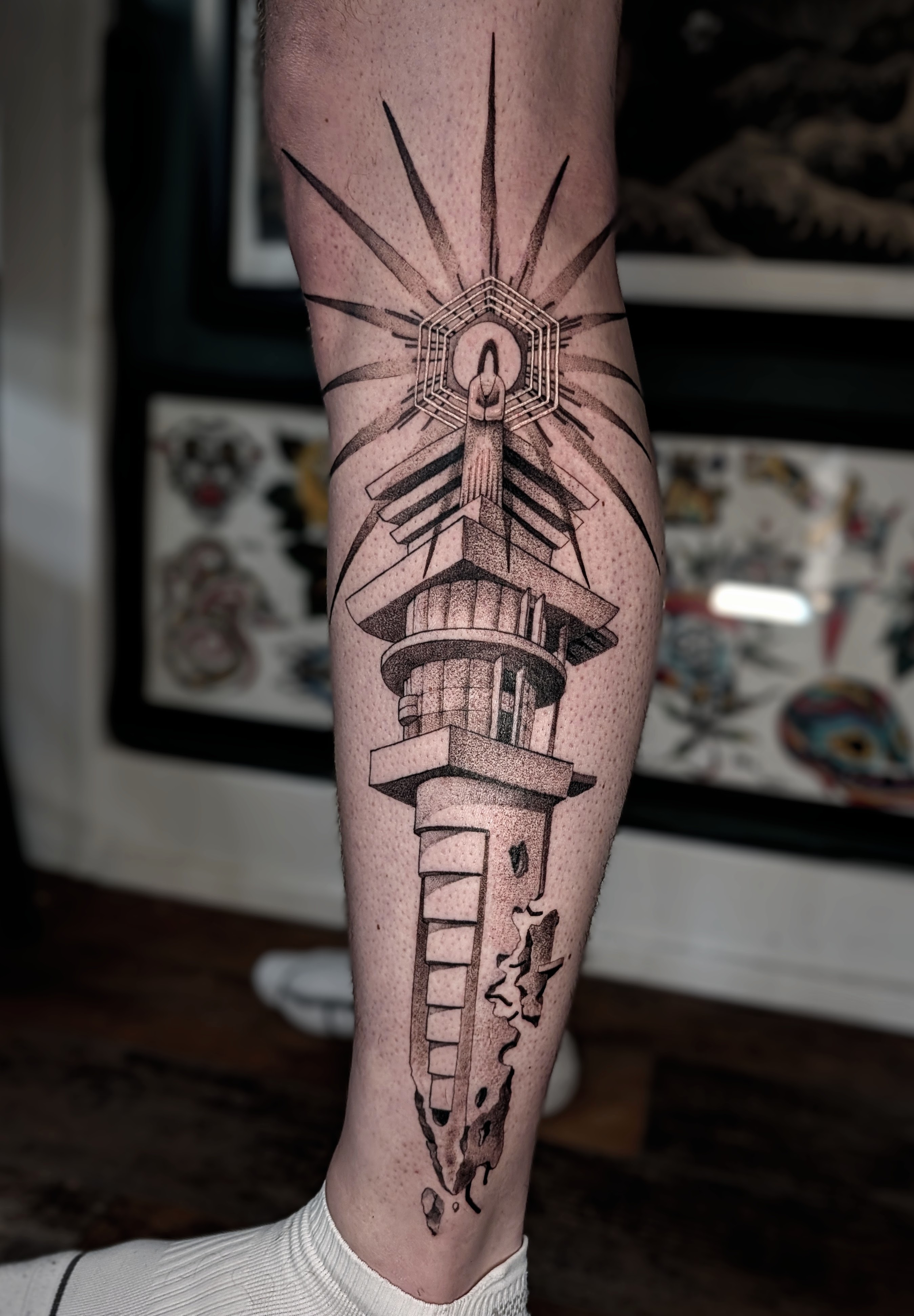 Realism architecture tattoo by Norb — Gold Scarab Tattoo Seattle